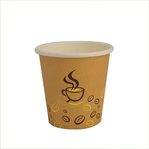 Palucart 500 Bicchieri in Carta per Caffe 90ml Colore Avana Grafica tazzina e Chicco caffè (3 oz) Bicchierini biodegradabili cartoncino