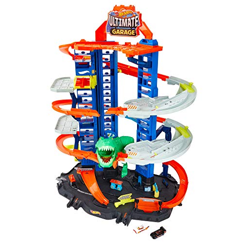 Hot Wheels - Ultimate Garage, Assalto del T-Rex Robot, con 2 Macchinine incluse, Giocattolo per Bambini 3+Anni, GJL14