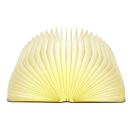 Lixada Libro Lampada Luce LED di legno Pieghevole Luci Booklight Decorative Lampada da Tavolo,Big Size,2500mAH,4.5W,500 Lumens Maggiore Luminosità