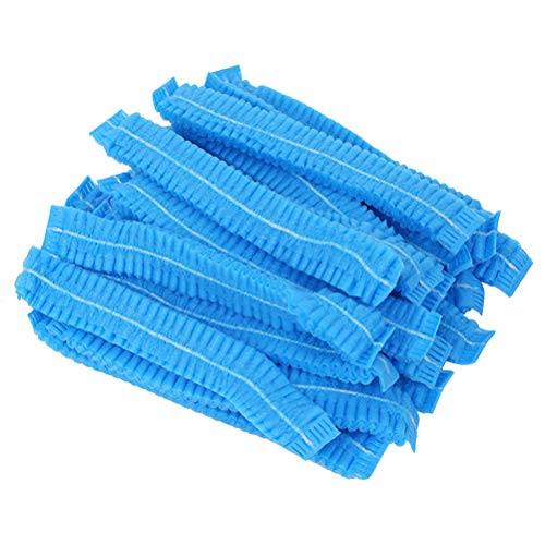 100 pezzi monouso protezione dei capelli non tessuto cappuccio parapolvere berretto per servizio medico cibo cottura trucco (blu)