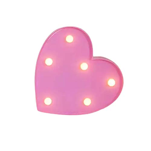 Yuna Lettere Luminose LED Lettere Decorative a LED Lettere dell'alfabeto Bianco (Cuore Rosa)