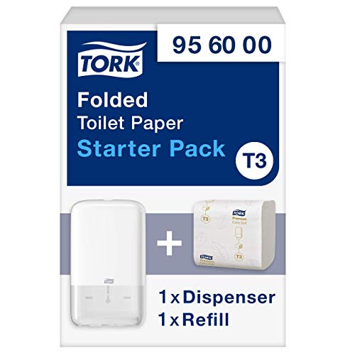 Tork 956000 Carta Igienica Intercalata Starter Pack: 1 Dispenser per carta igienica interfogliata con ricarica (1 x 252 fogli)