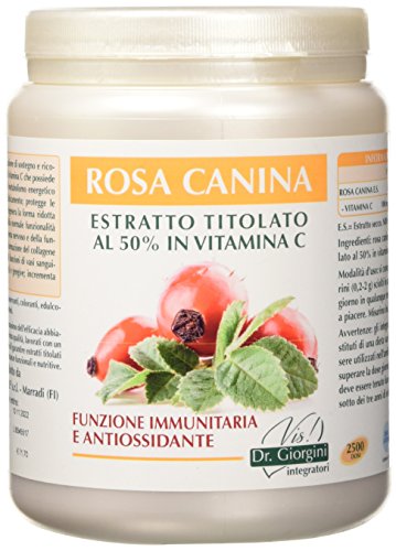 Dr. Giorgini Integratore Alimentare, Monocomponenti Erbe Rosa Canina Estratto Titolato al 50% in Vitamina C Polvere - 500 g