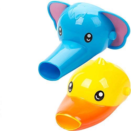 AOI Faucet Extender for Kids Babies Bambini - Set di 2 estensori per lavamani Lavamani Lavaggio a Mano, Rubinetto Divertente(Elephant + Ducks)