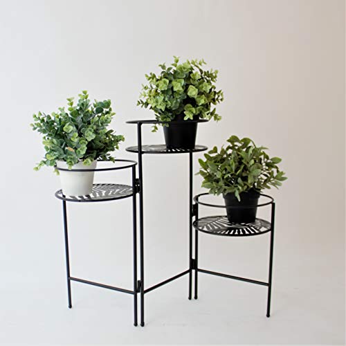 Set di 3 supporti per fiori in metallo, 66 x 22 x 49 cm, colore nero