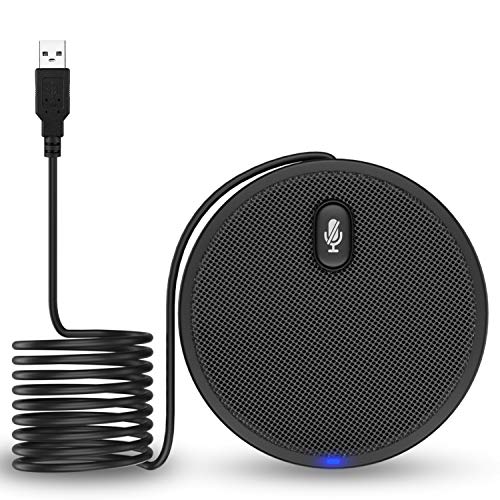 XIIVIO - Microfono a condensatore, omnidirezionale a 360°, Plug & Play, con funzione di silenziamento, per videoconferenze, giochi, chat, Skype, compatibile con Mac OS X/Windows