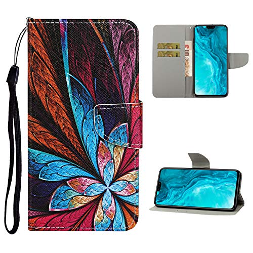 Nadoli Cover Flip per Samsung Galaxy A11,Colorato Fiore Disegno Colorato Pelle Cinturino da Polso Funzione Supporto Magnetico Folio Portafoglio Custodia