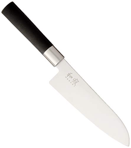 Kai Wasabi 6716S Coltello Santoku, Acciaio Inossidabile, Nero, 16.5 cm