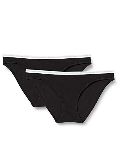 Calvin Klein 2pk Slip Bikini, Nero (Black/Black 001), (Taglia Produttore: X-Large) Donna