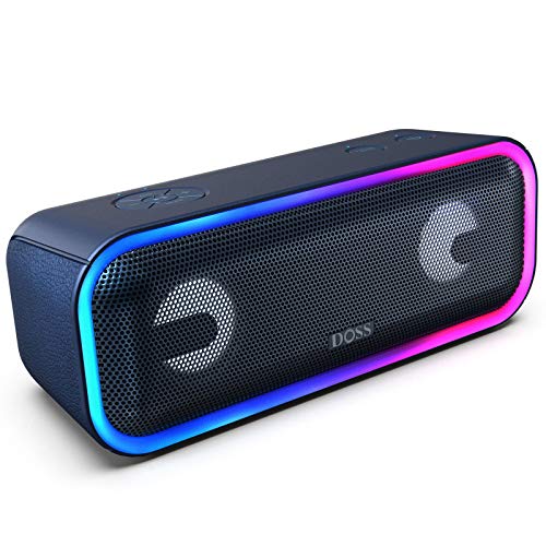 DOSS SoundBox Pro+ Portatile Cassa Altoparlante Bluetooth, Waterproof IPX5 con Potenza di 24W, Bassi, TWS Stereo, Luci a Più Colori，Riproduzione di 15 ore