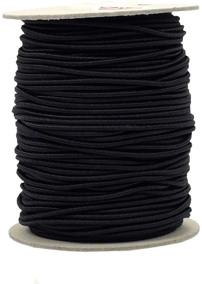 Cordoncino elastico rotondo per cappello, per artigianato, gioielli, maschere e cappelli da festa, disponibile nelle misure di 1 mm, 1,5 mm, 2 mm e 3 mm, Nero , 1.5mm - 10 metres