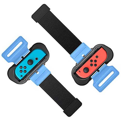 MENEEA Cinturini da Polso per Nintendo Switch Just Dance 2021 2020 2019 Gioco, Cinturino Elastico Regolabile per Controller JoyCon, Due Taglie per Adulto e Bambino, Confezione da 2 (Nero)