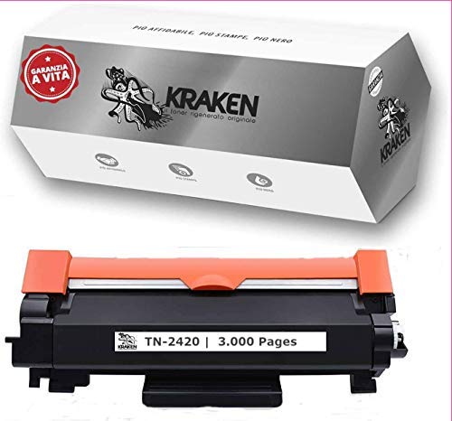 KRAKEN Tn2420 Toner Brother Mfc l2710dw da 3000 Pagine Compatibile con Stampanti Brother Mfcl2710dw Mfcl2710dn Hll2350dw Mfcl2750dw Hll2310d Dcpl2510d, Colore Nero