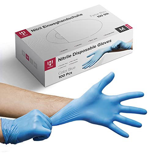 HARD 100 guanti monouso guanti in nitrile, senza polvere e lattice, guanti medici, taglia M, blu