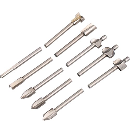 WINOMO 10 pack 1:8 pollici gambo frese HSS titanio per lavorazione del legno (argento)