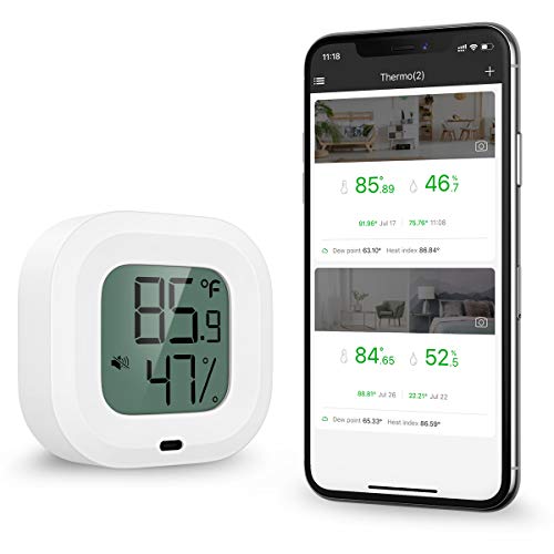 Igrometro Termometro Wireless Bluetooth, ORIA Monitor di Umidità della Temperatura con 1.5''Schermo LCD, Igrometro Termometro Interno con Avviso di Allarme, Supporto Android y iPhone para Casa