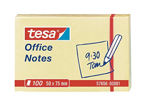 Tesa 57656-00001-05 Blocco Note Adesivo Office Notes 50x75 mm, Giallo