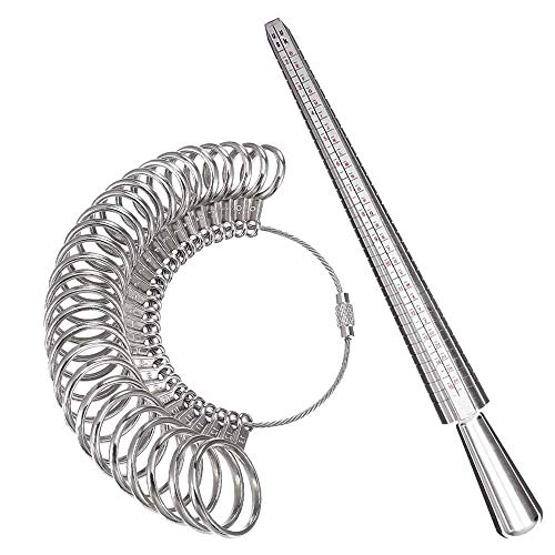 Calibro per Anelli, Ring Sizer Scale di Misura Strumenti per Misurare Gli Anelli Diametri Strumenti di Dimensionamento delle Dita UK Taglie Europa Metal Steel Misuratore Anelli Fidanzamento