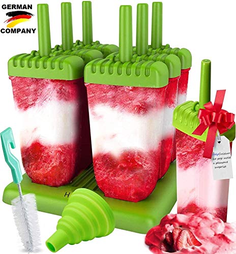 HelpCuisine Stampi ghiaccioli - Stampi per Gelati Realizzati in plastica di Alta qualità priva di BPA e Approvata dalla FDA, Ideale per la Preparazione di ghiaccioli, Gelati, sorbetti,(Verde)