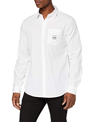 ARMANI EXCHANGE Icon 100% Cotton Shirt Camicia, Bianco (White 1100), 44 (Taglia Produttore: Small) Uomo