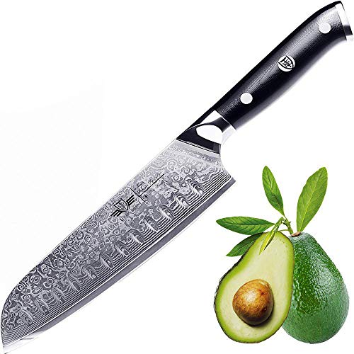 Kitchen Emperor Coltello da Santoku, Coltelli da Cucina Professionali, Coltello Damasco Acciaio da 67 Strati