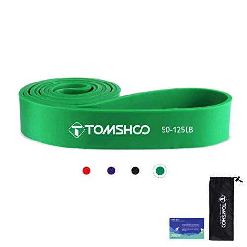 TOMSHOO Bande Elastiche di Resistenza Pull Up Loop Bands con Ancoraggio Porta e Maniglie (Verde (50-125LB))