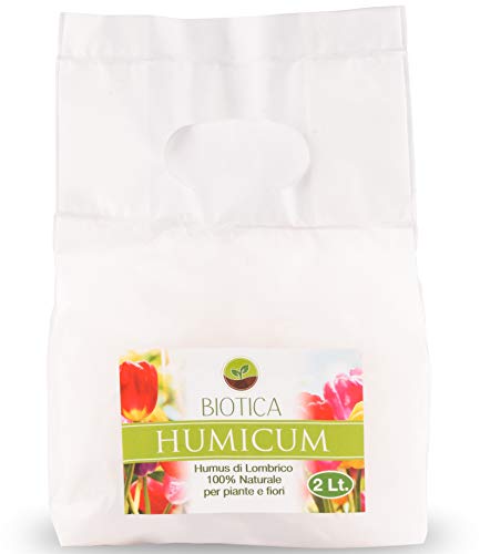 BIOTICA Humus di lombrico HUMICUM - 2 Litri - Fertilizzante 100% Naturale