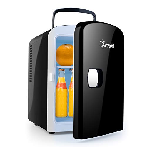 AstroAI Mini frigo 4 litri / 6 lattine Sistema di raffreddamento e riscaldamento portatile alimentato CA/CC per auto, case, uffici e dormitori (Nero)