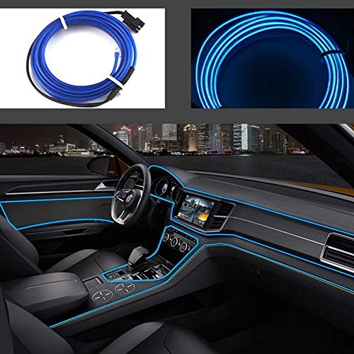 Striscia luminosa a LED flessibile con luci al neon, per auto, cavo elettroluminescente da 5 m, CC 12 V, per illuminazione a 360 gradi