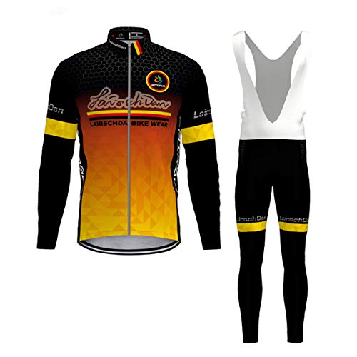 Hengxin Body Tuta Ciclismo Completo Bici Uomo Estivo con Maglia e Pantaloncini Corti Imbottiti (Arancio, Small)