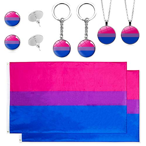 Boerni Gay Pride Flags Bandiere bisessuali, Collana bisessuale Pride Color Style, Orecchini e Portachiavi, Set Bandiera Arcobaleno Gay Pride per Decorazioni parata LGBT