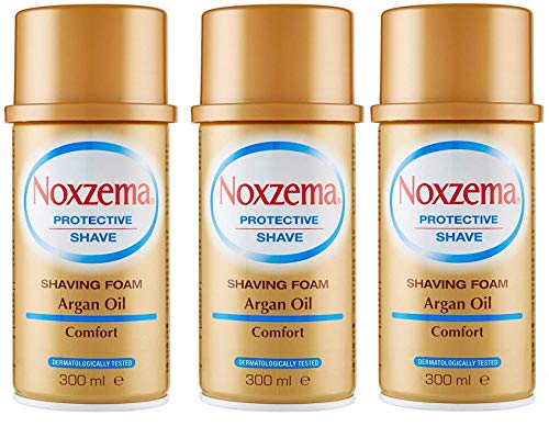 3 X NOXZEMA Argan Oil Shaving Foam Cream Sapone Schiuma da Barba Olio Di Argan 300 ML