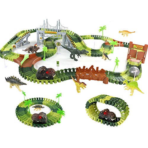 Symiu Pista Giochi Dinosauri Macchinine Dinosauro Giocattolo per Bambini 3 4 5 6 Anni 216 Pezzi Dinosauri Jurassic World Giochi Educativi Regalo per Ragazza Ragazzo