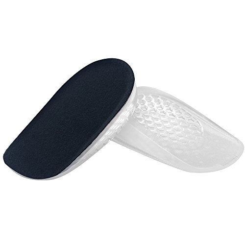 Soumit Invisibile Altezza Aumentato Metà Solette Nero (Aggiungere 1,5cm), Morbido Antiscivolo Autoadesivo Soletta, Confortevole Indietro Tacco Inserire, Silicone Gel Metà Pastiglie