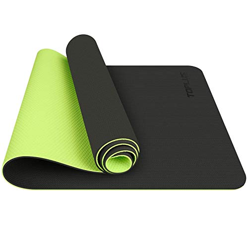 TOPLUS Tappetino da Yoga, Tappetino da Yoga Imbottito e Antiscivolo Fitness Pilates e Ginnastica con Cinturino di TPE,180 x 60 cm (Verde)