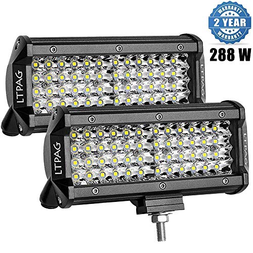 Faro da Lavoro, LTPAG 7'' 288W 28800lm Faretto Faro - 96 LEDs Flood Luci da Lavoro a led - Fendinebbia Luci Off Road IP68 impermeabile 6000K Bianco - per Off Road Moto 4WD SUV ATV UTV Camion