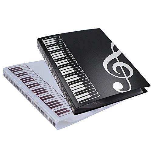 A4 Music Folder Cartelle di Presentazione con 40 Tasche per Presentazioni Intervista Memoria(1 pacchetto di 2 Bianco e Nero)