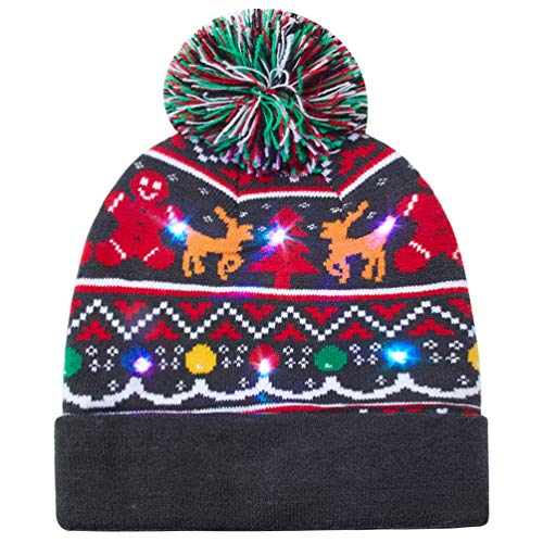 LED Light Up Hat Beanie Berretto Lavorato a Maglia Luci Colorate LED Natale Cappello di Natale Beanie Unisex Inverno Cappello da Neve Maglione Ugly Holiday Hat Party Beanie cap