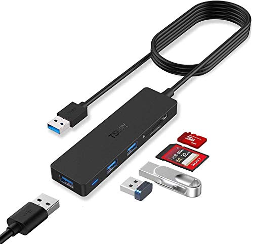 TSUPY Hub USB 3.0 (1.2M) 5 Porta Adattatore USB con 3 USB 3.0, Lettore di Scheda SD/TF per Ultrabook Portatile Tablet PC Compatibili Windows MacBook Air Surface PRO 7