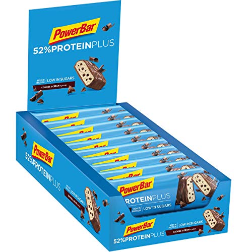 PowerBar Protein Plus 52% Cookies&Cream 20x50g - Barrette Proteiche a Basso Contenuto di Zuccheri