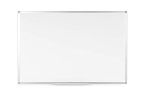 BoardsPlus - Lavagna Magnetica Bianca, 120 x 90 cm, Lavagna Cancellabile A Secco Con Cornice Sottile In Alluminio Anodizzato, Superficie In Acciaio Laccato