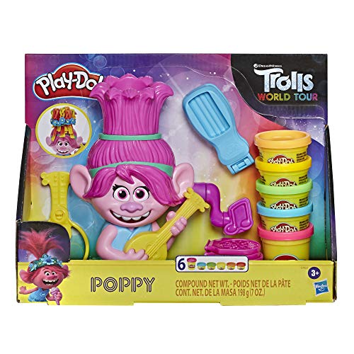 Hasbro Play-Doh - Poppy Acconciature Arcobaleno (playset con Pasta da Modellare Play-Doh in 6 Colori atossici Ispirato al Film d'animazione Trolls World Tour)