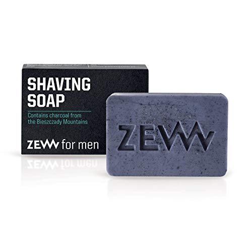 Zew For Men Natural Shaving Soap With Activated Carbon 85ml | Shaving Soap | Charcoal Soap | Natural Soap | Charcoal Face Soap | Beard Shampoo Bar | Beard Soap for Men | Charcoal Soap Face
