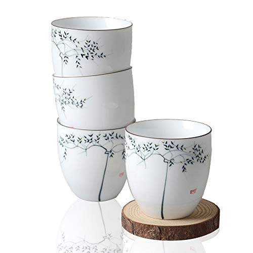 HwaGui La tazza cinese della porcellana di 4 pezzi ha fissato il disegno dell'albero dipinto a mano, mestieri tradizionali delle tazze di ceramica come regalo