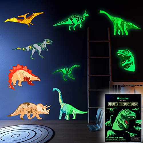 Decalcomanie per la parete a forma di dinosauro per la camera dei bambini e delle bambine, adesivi fosforescenti, grandi decorazioni rimovibili per la camera da letto, regali d’arte luminosa da parete