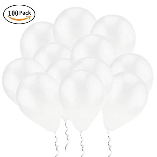 QYY 100 Pezzi Palloncini Bianca,Palloncini in Lattice,Party Balloon per Matrimonio, Compleanno, Baby Shower, Laurea, Cerimonia Party Decorazioni
