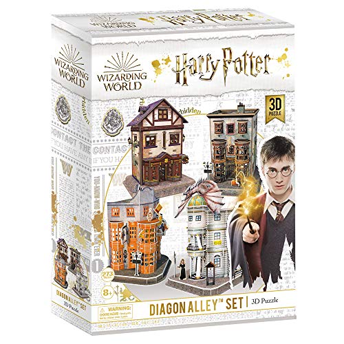 CubicFun Puzzle 3D Harry Potter Diagon Alley Collezione 4 in 1 Set - Quality Quidditch Supplies, Ollivanders Wand Shop, Weasleys' Wizard Wheezes e Gringotts Bank, 273 Pezzi