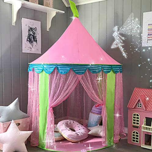 Tenda Gioco con Borsa tote per Bambine, Portatile Castello della Principessa Rosa (140 cm di altezza), di Tiny Land