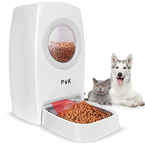 PUPPY KITTY 6L Alimentatore Automatica Per Cani e Gatti, Con Ciotole In Acciaio Inossidabile, Mangiatoia a Forma Di Capsula Spaziale Fino a 4 Pasti Al Giorno, Funzione Di Registrazione Del Suono