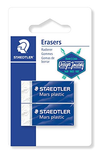 Staedtler 52653BK2-CST - Gomma Mars Plastic Mini, qualità Premium, Made in Germany, Senza ftalati e Lattice, Blister con 2 gomme da Cancellare, 52653BK2-C, Multicolore